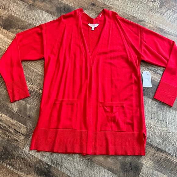 Time and Tru Bright Red Women's Cardigan - Picture 2 of 12